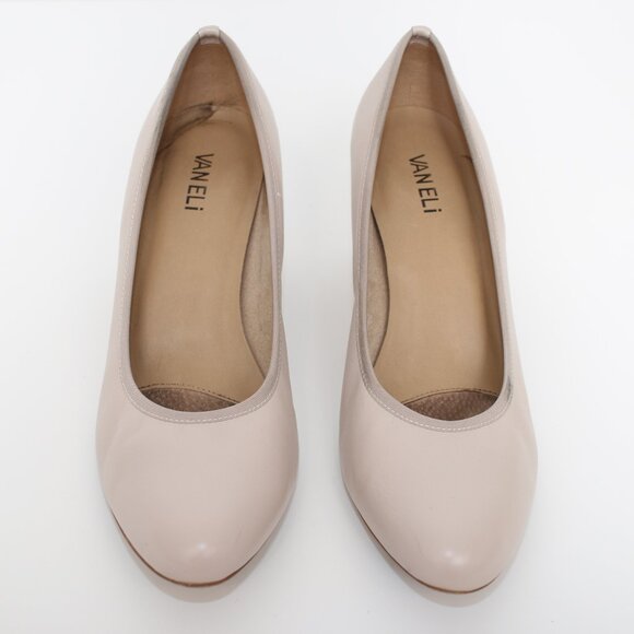 Vaneli Ivory Leather Heeled Pumps Sz 10 - Picture 2 of 7